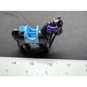 LEGO Black Horse Figure Blue Saddle Purple Bow 144B8